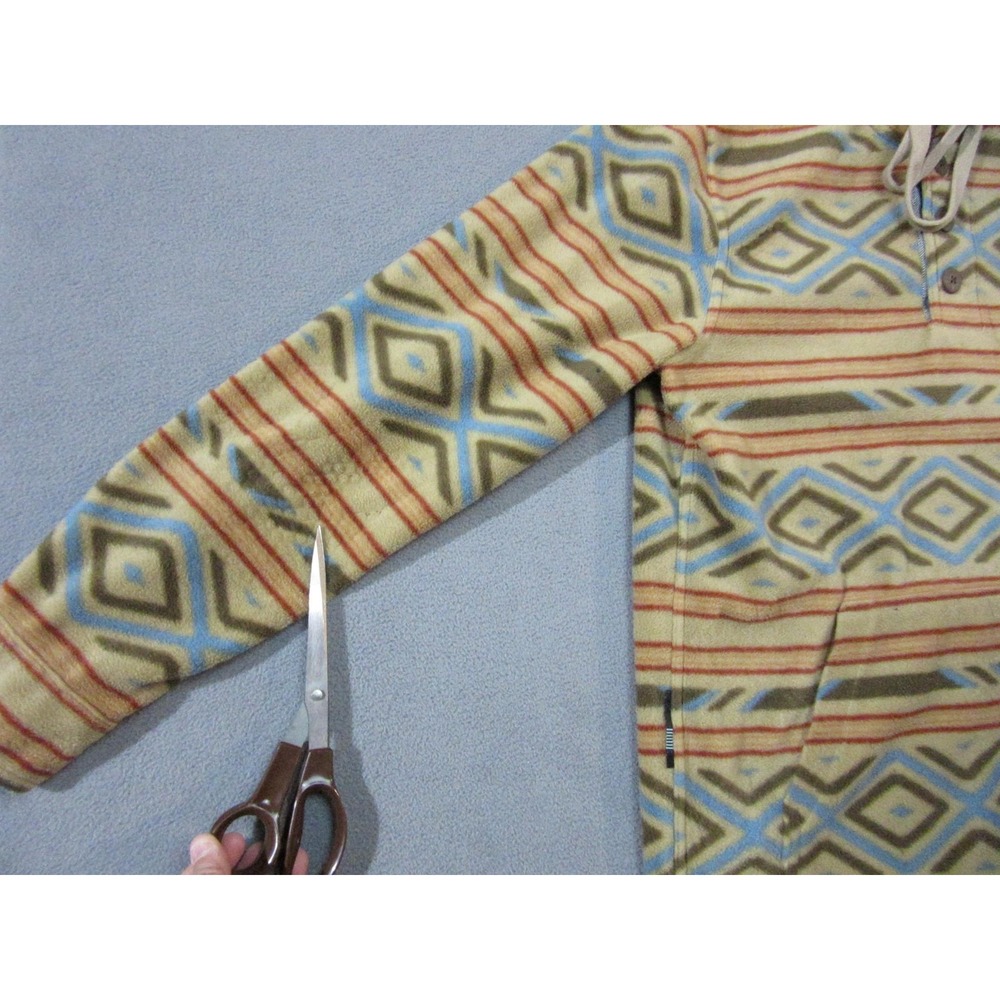 Vissla Hoodie Mens Small Multicolor Fleece Henley Aztec Tribal Pullover Flipcuff - Picture 5 of 16